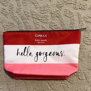 Clinique x Kate Spade Red and Pink Cosmetic Bag